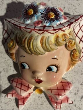 The Vintage Lefton Miss Dainty Ceramic Wall Pocket Planter